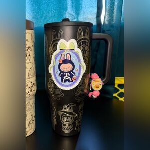 Custom Hydrojug 40 Oz Traveler Black - Labubu With Accessories